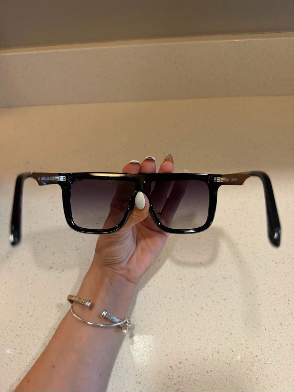 QUAY Oversized Black Shield Sunglasses